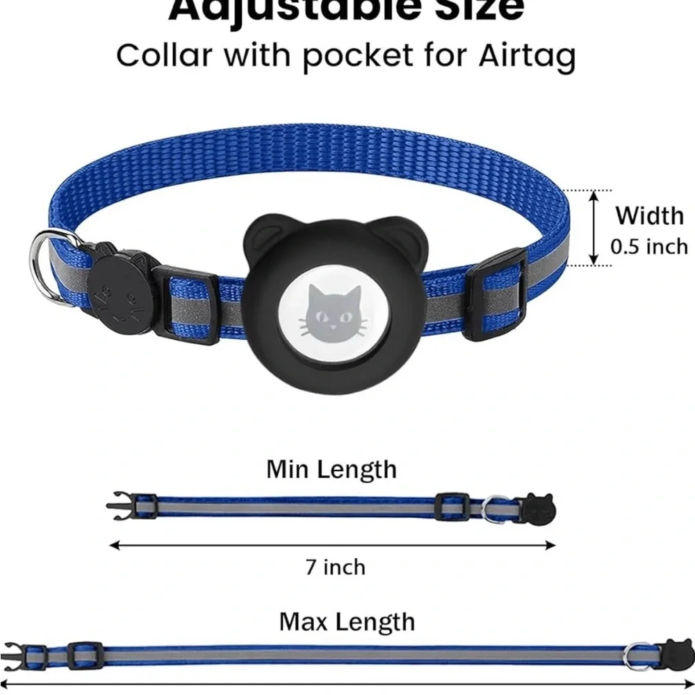 Cat Collar with AirTag Holders, 3-Pack, Reflective Breakaway Safety Collars